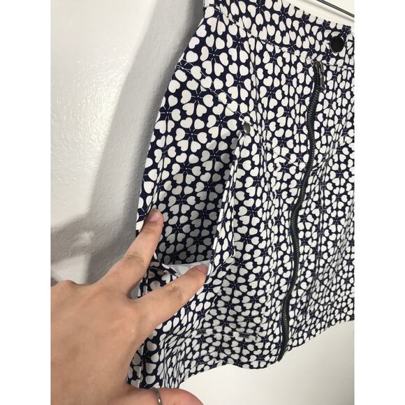 Rebecca Minkoff Marigold Front Zip Mini Skirt Blue White Hearts Spring Summer - Picture 5 of 11